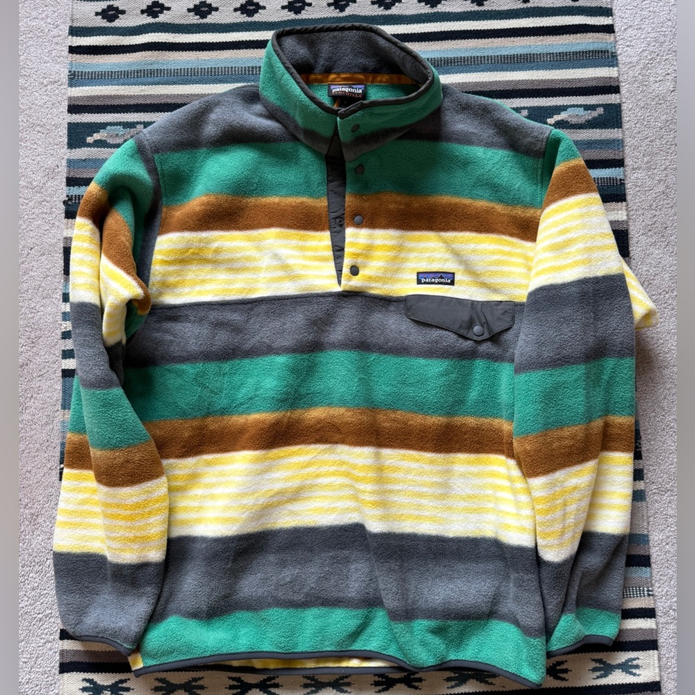 Patagonia Synchilla Snap T Fleece. Painted Fitz Stripe Colorway. Size L.